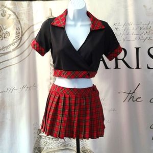 School girl costume tartan plaid M